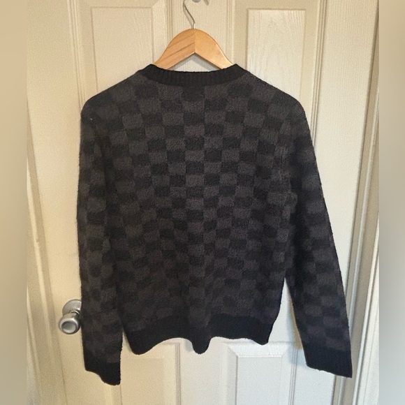 Brixton Checkered Knit Sweater Black Gray Men’s Crewneck Pullover - Picture 5 of 5